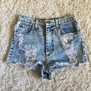 Good time High Rise Destroyed Stone Washed Shorts